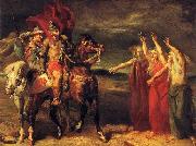 Macbeth and Banquo meeting the witches on the heath. Theodore Chasseriau